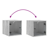 Comodino con Anta in Vetro Grigio Sonoma 35x37x35 cm 836472