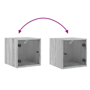 Comodino con Anta in Vetro Grigio Sonoma 35x37x35 cm 836472