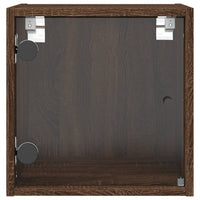 Comodini con Ante in Vetro 2pz-Set di 2 Tavolino da notte Rovere Marrone 35x37x35 cm