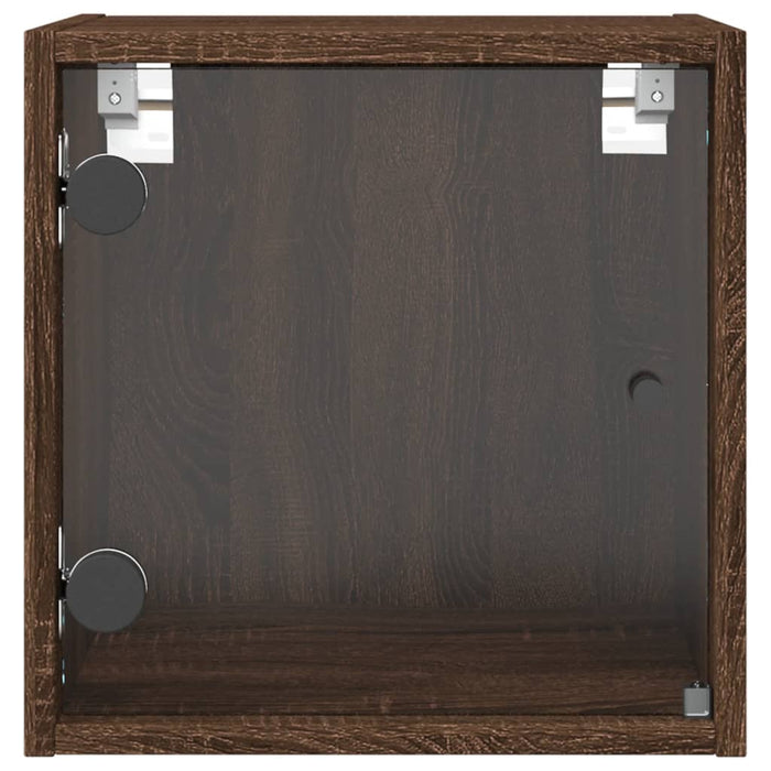 Comodini con Ante in Vetro 2pz-Set di 2 Tavolino da notte Rovere Marrone 35x37x35 cm