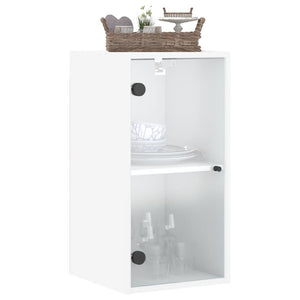 Mobile a Muro con Ante in Vetro Bianco 35x37x68,5 cm