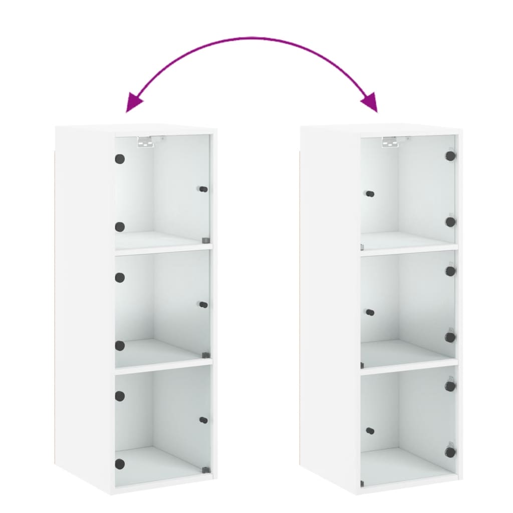 Mobile a Muro con Ante in Vetro Bianco 35x37x100 cm 836483