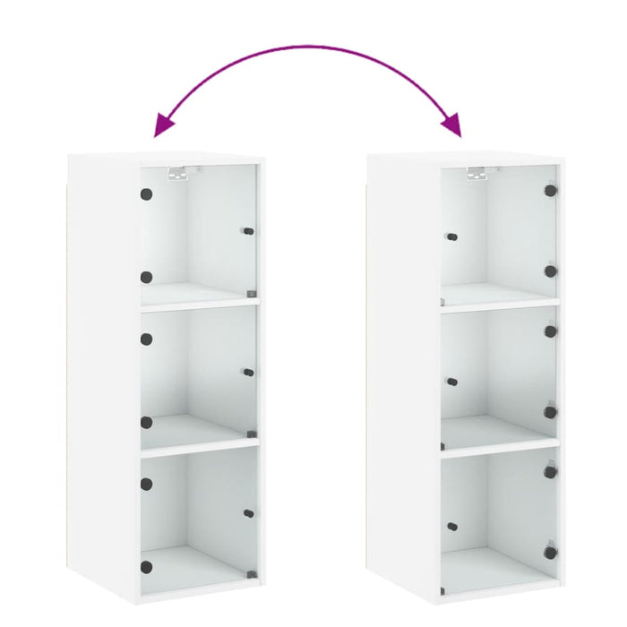 Mobile a Muro con Ante in Vetro Bianco 35x37x100 cm 836483