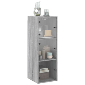 Mobile a Muro con Ante in Vetro Grigio Sonoma 35x37x100 cm 836488