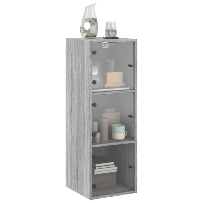 Mobile a Muro con Ante in Vetro Grigio Sonoma 35x37x100 cm 836488