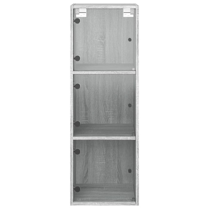 vidaXL Mobile a Muro con Ante in Vetro Grigio Sonoma 35x37x100 cm