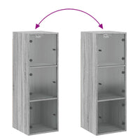 Mobile a Muro con Ante in Vetro Grigio Sonoma 35x37x100 cm 836488