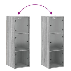 Mobile a Muro con Ante in Vetro Grigio Sonoma 35x37x100 cm 836488