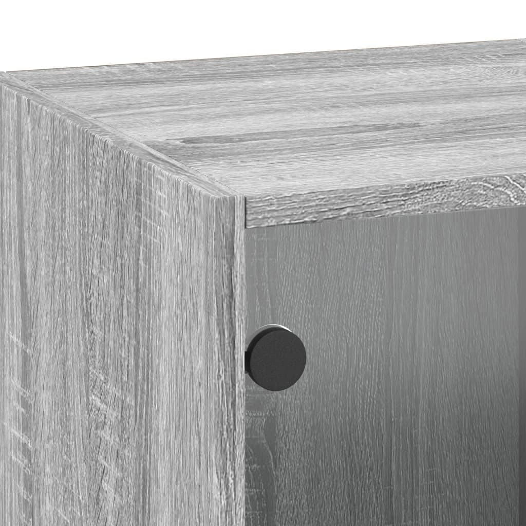 Mobile a Muro con Ante in Vetro Grigio Sonoma 35x37x100 cm 836488