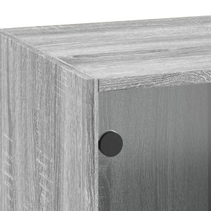 Mobile a Muro con Ante in Vetro Grigio Sonoma 35x37x100 cm 836488