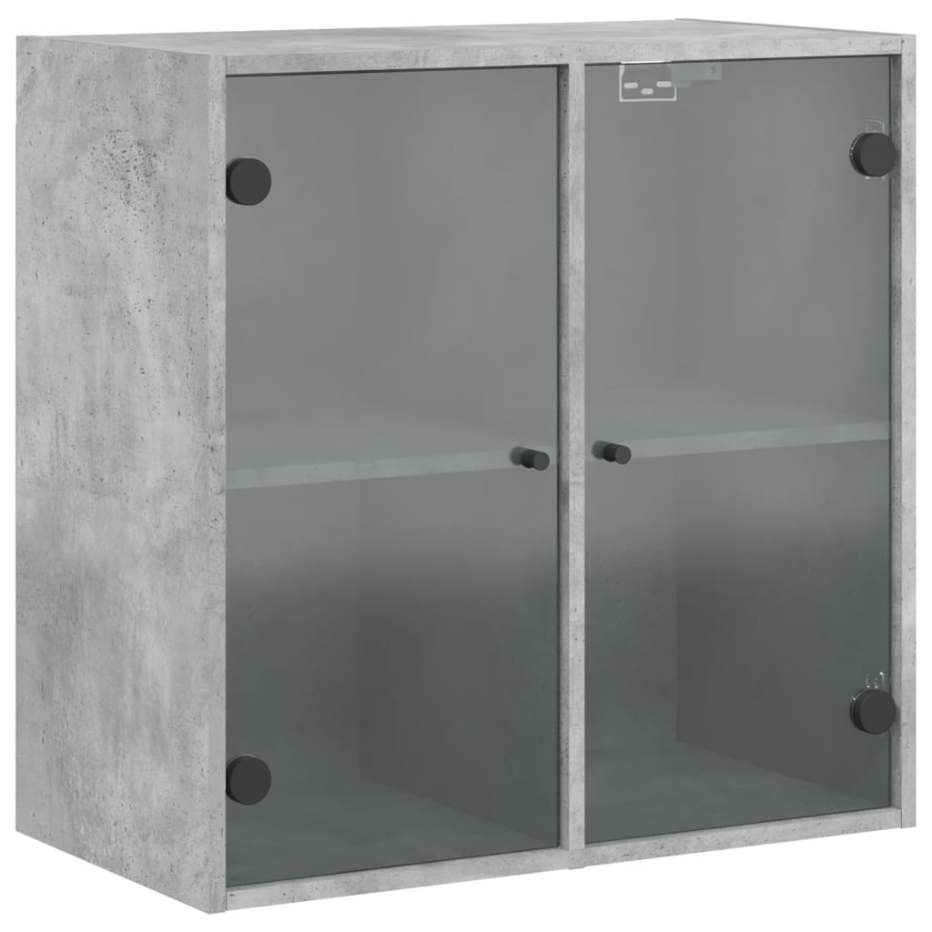 Mobile a Muro con Ante in Vetro Grigio Cemento 68x37x68,5 cm 836493