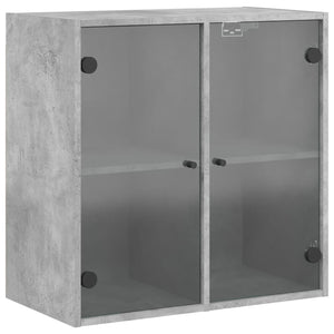 Mobile a Muro con Ante in Vetro Grigio Cemento 68x37x68,5 cm 836493