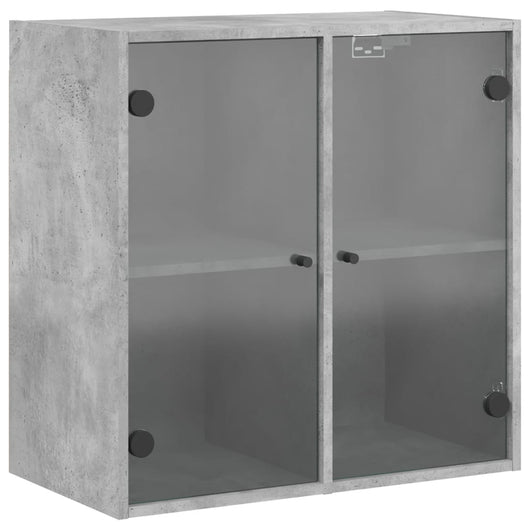 Mobile a Muro con Ante in Vetro Grigio Cemento 68x37x68,5 cm 836493