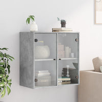 Mobile a Muro con Ante in Vetro Grigio Cemento 68x37x68,5 cm 836493