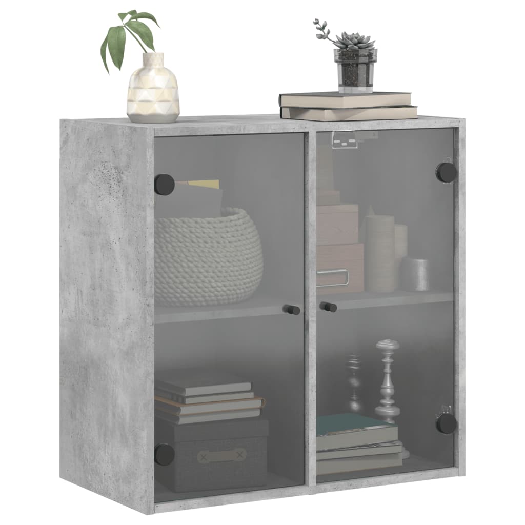 Mobile a Muro con Ante in Vetro Grigio Cemento 68x37x68,5 cm 836493