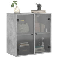 Mobile a Muro con Ante in Vetro Grigio Cemento 68x37x68,5 cm 836493