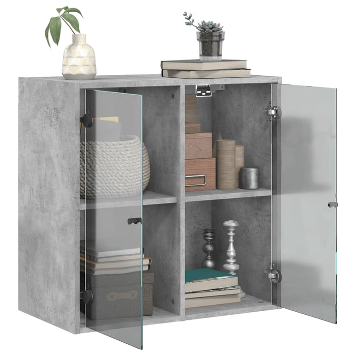 Mobile a Muro con Ante in Vetro Grigio Cemento 68x37x68,5 cm 836493