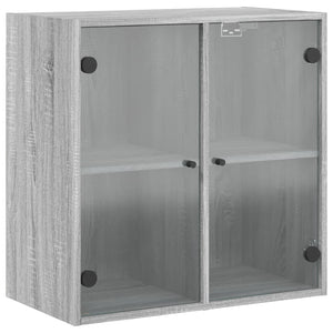 vidaXL Mobile a Muro con Ante in Vetro Grigio Sonoma 68x37x68,5 cm
