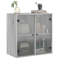 Mobile a Muro con Ante in Vetro Grigio Sonoma 68x37x68,5 cm 836495