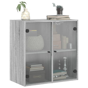 Mobile a Muro con Ante in Vetro Grigio Sonoma 68x37x68,5 cm 836495