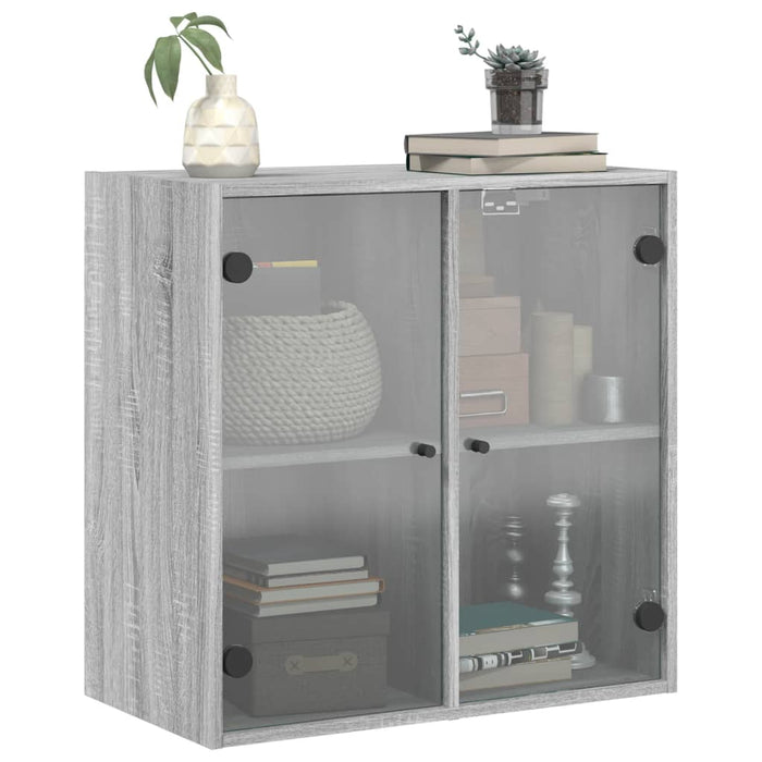 Mobile a Muro con Ante in Vetro Grigio Sonoma 68x37x68,5 cm 836495