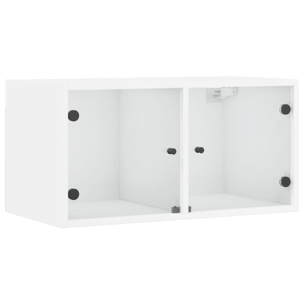 Mobile a Muro con Ante in Vetro Bianco 68,5x37x35 cm