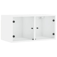 Mobile a Muro con Ante in Vetro Bianco 68,5x37x35 cm