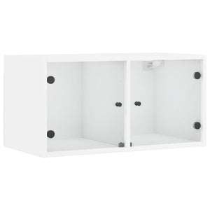 Mobile a Muro con Ante in Vetro Bianco 68,5x37x35 cm