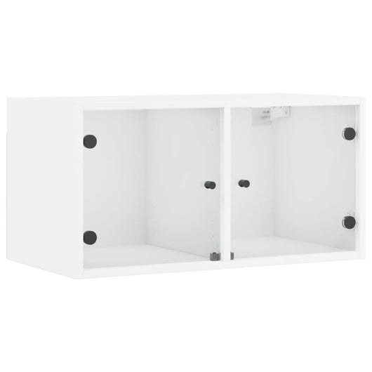 Mobile a Muro con Ante in Vetro Bianco 68,5x37x35 cm