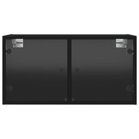 Mobile a Muro con Ante in Vetro Nero 68,5x37x35 cm 836499