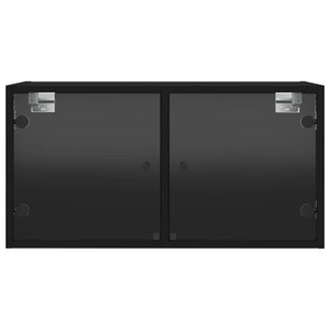 Mobile a Muro con Ante in Vetro Nero 68,5x37x35 cm 836499