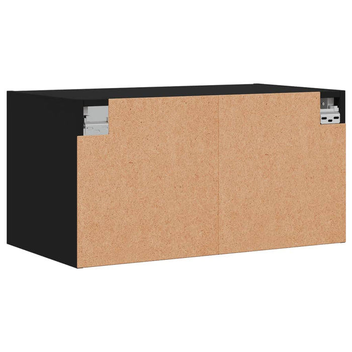 Mobile a Muro con Ante in Vetro Nero 68,5x37x35 cm 836499