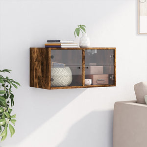 vidaXL Mobile a Muro con Ante in Vetro Rovere Fumo 68,5x37x35 cm