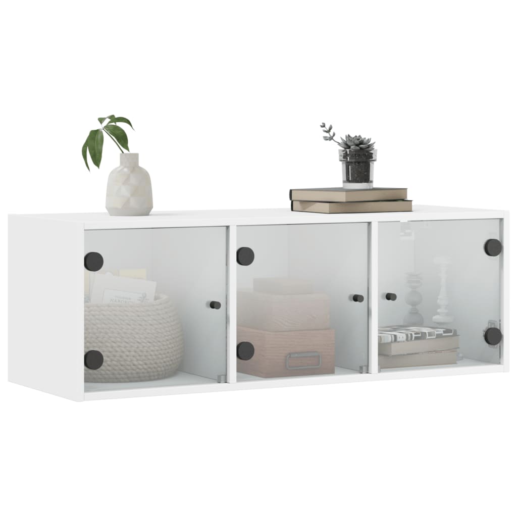 Mobile a Muro con Ante in Vetro Bianco 102x37x35 cm 836511