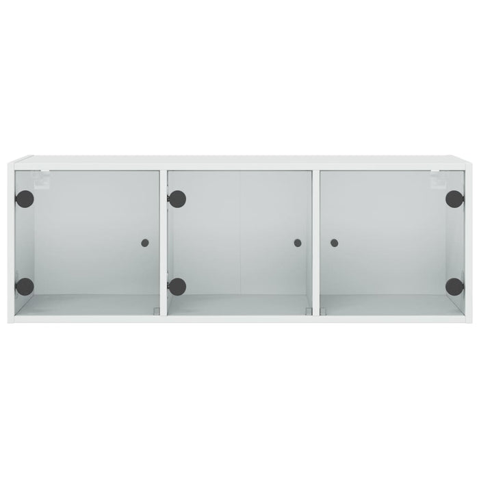 vidaXL Mobile a Muro con Ante in Vetro Bianco 102x37x35 cm