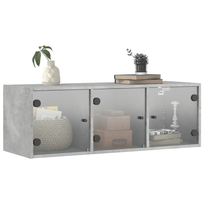Mobile a Muro con Ante in Vetro Grigio Cemento 102x37x35 cm 836514