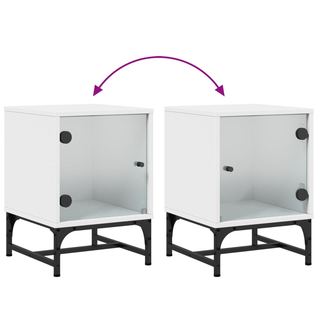 Comodino con Anta in Vetro Bianco 35x37x50 cm 836518