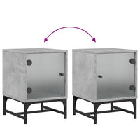 Comodino con Anta in Vetro Grigio Cemento 35x37x50 cm 836524