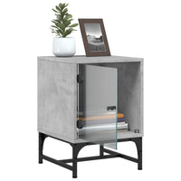 Comodini con Ante in Vetro 2pz-Set di 2 Tavolino da notte Grigio Cemento 35x37x50 cm
