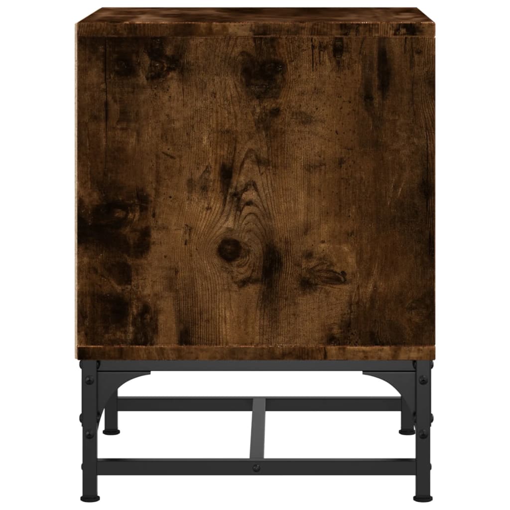 Comodini con Ante in Vetro 2pz Rovere Fumo 35x37x50 cm