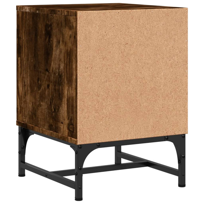 Comodini con Ante in Vetro 2pz-Set di 2 Tavolino da notte Rovere Fumo 35x37x50 cm