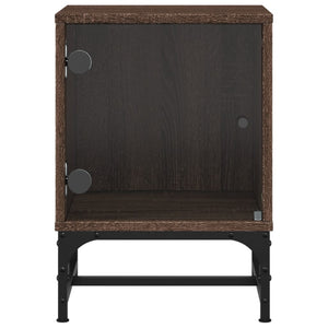 Comodini con Ante in Vetro 2pz-Set di 2 Tavolino da notte Rovere Marrone 35x37x50 cm