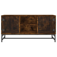 Mobile Porta TV con Ante in Vetro Rovere Fumo 102x37x50 cm 836536