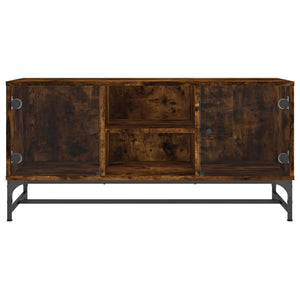 Mobile Porta TV con Ante in Vetro Rovere Fumo 102x37x50 cm 836536