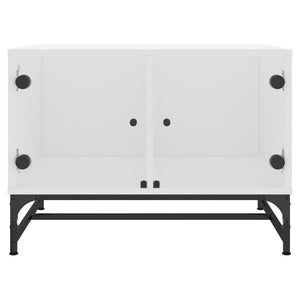 Tavolino da Salotto con Ante in Vetro Bianco 68,5x50x50 cm 836539