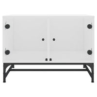 Tavolino da Salotto con Ante in Vetro Bianco 68,5x50x50 cm