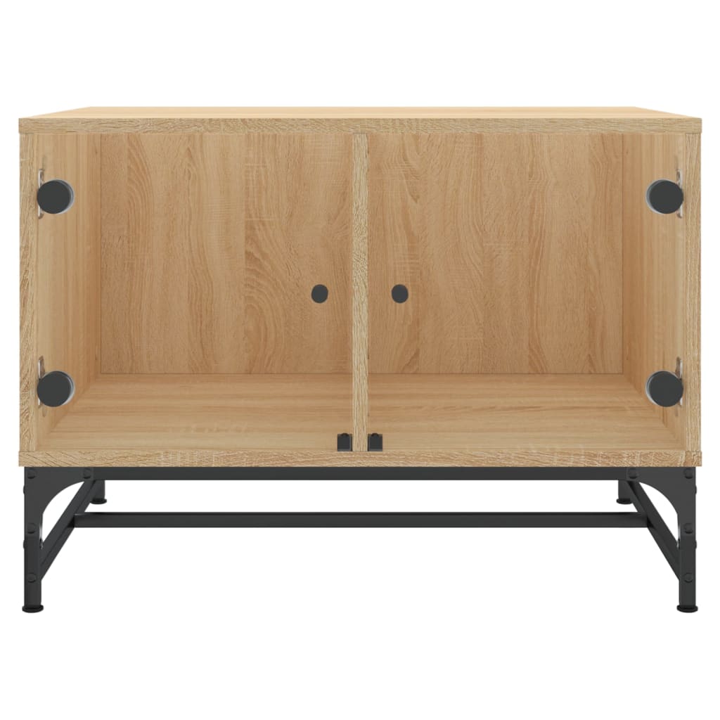 Tavolino Salotto con Ante in Vetro Rovere Sonoma 68,5x50x50 cm 836541