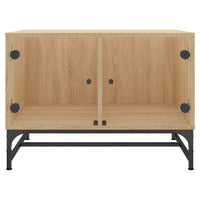 Tavolino Salotto con Ante in Vetro Rovere Sonoma 68,5x50x50 cm 836541