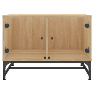 Tavolino Salotto con Ante in Vetro Rovere Sonoma 68,5x50x50 cm 836541