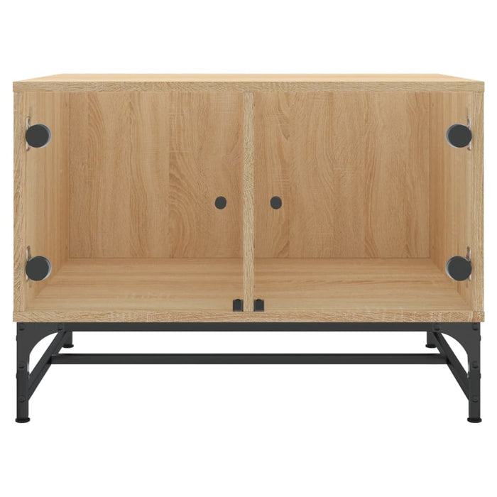 Tavolino Salotto con Ante in Vetro Rovere Sonoma 68,5x50x50 cm 836541